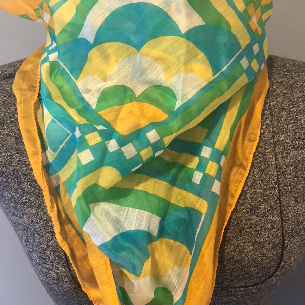 Vintage rayon nylon‎ scarf - 1960’s japan - yellow